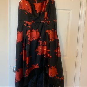 SNLY Beautiful Holiday dress! Silky, shiny and bright red flower. Worn once!